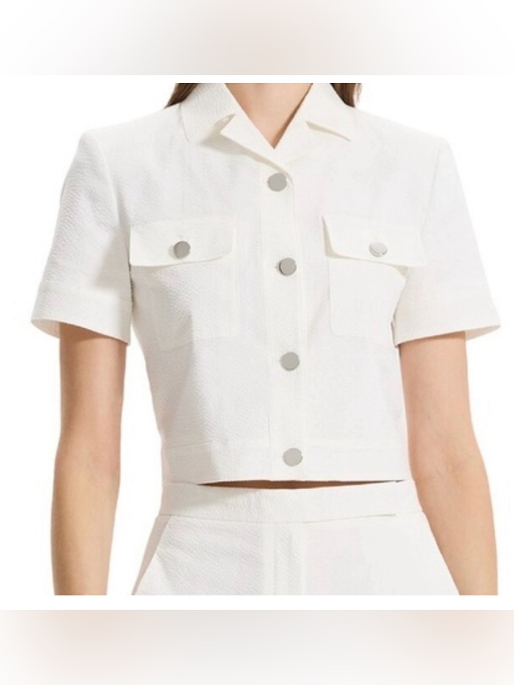 Theory Seersucker Cropped Jacket NWOT
